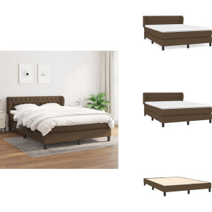 vidaXL Boxspring - Boxsprings - Bed - Slaapmeubel - Boxspring met matras stof donkerbruin 140x190 cm