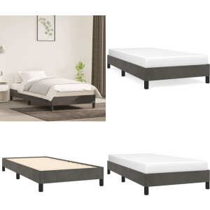 vidaXL - Bedframe - zonder - matras - 100x200 - cm - fluweel - donkergrijs