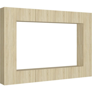 vidaXL - 8-delige - Tv-meubelset - bewerkt - hout - sonoma - eikenkleurig