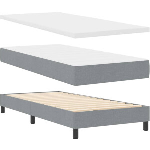 vidaXL - Boxspring - bed - met - matras - Lichtgrijs - 90 - x - 200 - cm - Stof