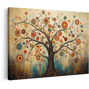 Artaza Canvas Schilderij Abstracte Levensboom - Multikleur - Kunst - 90x60 cm - Wanddecoratie Woonkamer - Schilderijen - Muurdecoratie