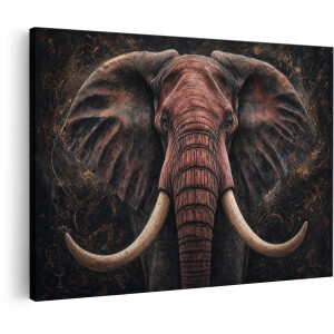 Artaza Canvas Schilderij Olifant Portret - Donkere Abstracte Dierenkunst - 90x60 cm - Wanddecoratie Woonkamer - Schilderijen - Muurdecoratie