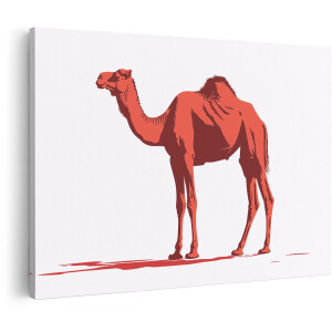 Artaza Canvas Schilderij Kameel - 150x100 cm - Groot - Wanddecoratie Dieren - Muurdecoratie Minimalistisch - Schilderijen Op Canvas - Rood