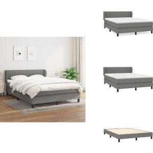 vidaXL Boxspring - Boxsprings - Bed - Slaapmeubel - Boxspring met matras stof donkergrijs 140x200 cm