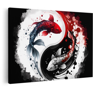 Artaza Canvas Schilderij Twee Koi Karper Vissen - 180x120 cm - Groot - Foto Op Canvas - Wanddecoratie Woonkamer