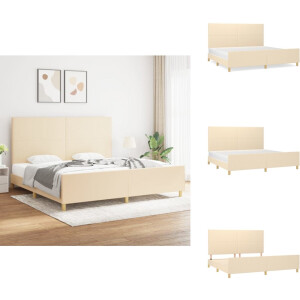 vidaXL Bedframe Met Hoofdeinde - Bedframes Met Hoofdeindes - Bed - Slaapmeubel - Bedframe zonder matras stof crèmekleurig 200x200 cm
