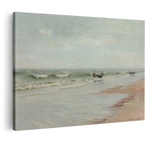 Artaza Canvas Schilderij Zee - 180x120 cm - Groot - Wanddecoratie Strand - Muurdecoratie Maritieme Scène - Decoratie Schepen - Schilderijen Op Canvas