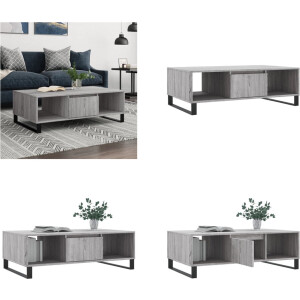 vidaXL Salontafel 104x60x35 cm bewerkt hout grijs sonoma - Salontafel - Salontafels - Bijzettafel - Tafeltje