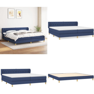 vidaXL Boxspring met matras stof blauw 200x200 cm - Boxspring - Boxsprings - Bed - Slaapmeubel