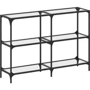 vidaXL - Wandtafel - met - transparant - glazen - blad - 118,5x30x81 - cm - staal