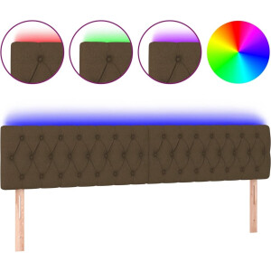 vidaXL - Hoofdbord - LED - 200x7x78/88 - cm - stof - donkerbruin