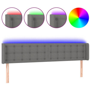 vidaXL - Hoofdbord - LED - 163x16x78/88 - cm - stof - donkergrijs