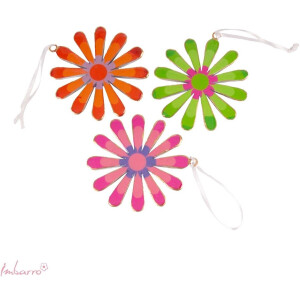 Imbarro - Hangers - Decoratiehangers - Bloemen - Set van 3 - Metaal - Kleurrijk - Ø11 cm - Decoratie