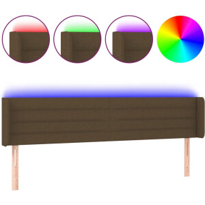 vidaXL - Hoofdbord - LED - 203x16x78/88 - cm - stof - donkerbruin