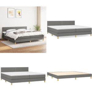 vidaXL Boxspring met matras stof donkergrijs 200x200 cm - Boxspring - Boxsprings - Bed - Slaapmeubel