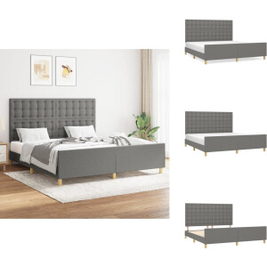 vidaXL Bedframe Met Hoofdeinde - Bedframes Met Hoofdeindes - Bed - Slaapmeubel - Bedframe zonder matras stof donkergrijs 160x200 cm
