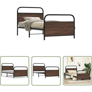 vidaXL Houten Bed - Bedframe - Bedframe zonder matras bewerkt hout bruin eikenkleur 90x200 cm - Bedkast - Tweepersoonsbed - Kingsize Bed