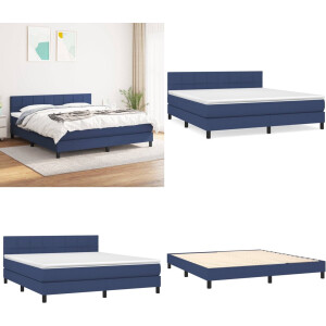 vidaXL Boxspring met matras stof blauw 160x200 cm - Boxspring - Boxsprings - Bed - Slaapmeubel
