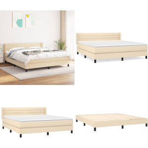 vidaXL Boxspring met matras stof crèmekleurig 160x200 cm - Boxspring - Boxsprings - Bed - Slaapmeubel