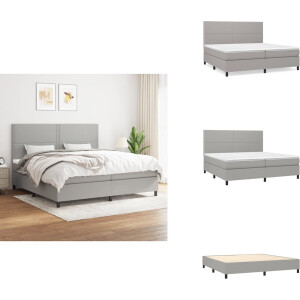 vidaXL Boxspring - Boxsprings - Bed - Slaapmeubel - Boxspring met matras stof lichtgrijs 200x200 cm