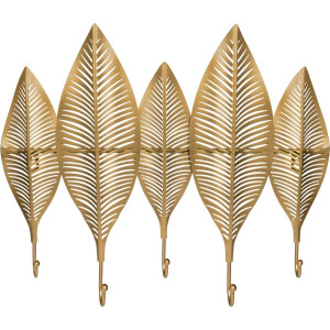 QUVIO Wandkapstok - Kapstokhaak - Kleerhanger - Kapstok hangend - Metaal - Goud - 5 Veren en 5 haken