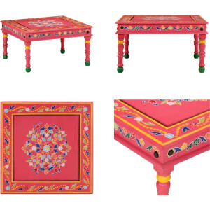vidaXL - Salontafel - handbeschilderd - massief - mangohout - roze