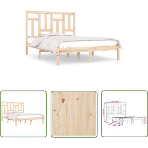 The Living Store Bedframe Massief Grenenhout - 205.5 x 165.5 x 31 cm - Comfortabel hoofdeinde - Rustieke uitstraling