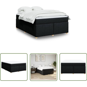 vidaXL Matras - Boxspring - Boxspring met matras stof zwart 140x190 cm - Bed Frame - Pocketvering - Kruipruimte