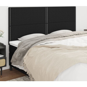 vidaXL Hoofdbord Zwart - Klassieke Hoofdbord - Hoofdborden 4 st 100x5x78/88 cm stof zwart - Stoffen Hoofdbord - Bedhoofd - Hoofdsteun