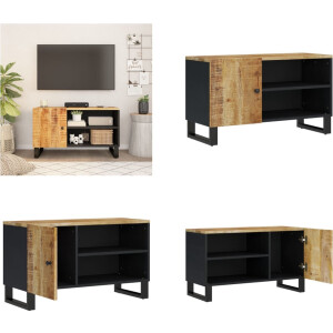 vidaXL Tv-meubel 80x33x46 cm massief mangohout en bewerkt hout - Tv-meubel - Tv-meubelen - Tv-standaard - Televisiemeubel