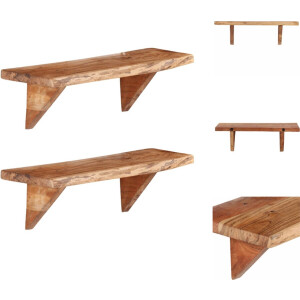 vidaXL Wandplank - Wandplanken - Houten Schap - Houten Schappen - Wandschappen 2 st 60x20x18 cm massief acaciahout