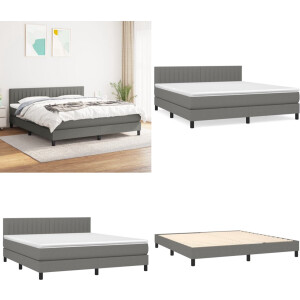 vidaXL Boxspring met matras stof donkergrijs 160x200 cm - Boxspring - Boxsprings - Bed - Slaapmeubel