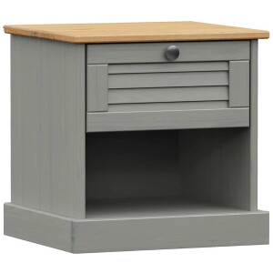 vidaXL - Nachtkastje - VIGO - 42x35x42 - cm - massief - grenenhout - grijs