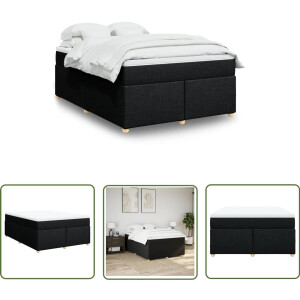 vidaXL Matras - Boxspring - Boxspring met matras stof zwart 140x200 cm - Slaapcomfort - Bed Frame - Pocketvering