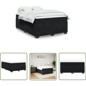 vidaXL Boxspringbed - Boxspring - Boxspring met matras fluweel zwart 160x200 cm - Fluweel - Zwarte Boxspring - Tweepersoons Bed