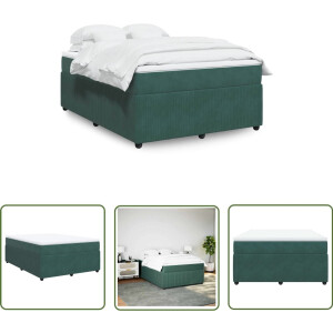 vidaXL Matras - Boxspring - Boxspring met matras fluweel donkergroen 140x190 cm - Fluweel - Donkergroen - Pocketvering