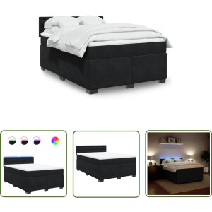 vidaXL Slaapcomfort - Boxspring - Boxspring met matras fluweel zwart 160x200 cm - Zwarte Boxspring - Fluweel Boxspring - Boxspring 160x200