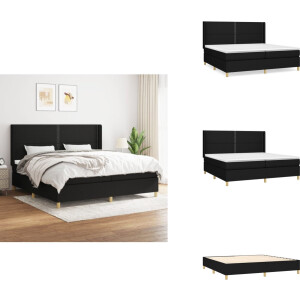 vidaXL Boxspring - Boxsprings - Bed - Slaapmeubel - Boxspring met matras stof zwart 200x200 cm