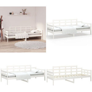 vidaXL Slaapbank massief grenenhout wit 90x190 cm - Slaapbank - Slaapbanken - Bedbank - Bed