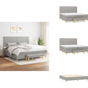 vidaXL Boxspring - Boxsprings - Pocketveringbed - Bed - Boxspring met matras stof lichtgrijs 200x200 cm