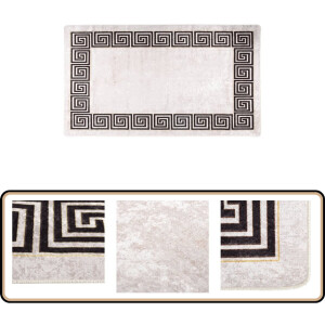 vidaXL Wasbaar Vloerkleed 190x300 cm Lichtbeige Vloerkleden - Tapijt - Fluweel - Beige - Woonkamer