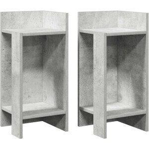vidaXL - Bijzettafels - 2 - st - met - plank - 25,5x27x60 - cm - betongrijs