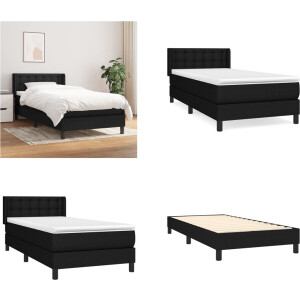 vidaXL Boxspring met matras stof zwart 90x200 cm - Boxspring - Boxsprings - Bed - Slaapmeubel