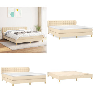 vidaXL Boxspring met matras stof crèmekleurig 180x200 cm - Boxspring - Boxsprings - Bed - Slaapmeubel