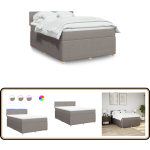 vidaXL Boxspring - Taupe - 140x200 cm Boxspring - Boxspringbed - Tweepersoonsbed - Slaapcomfort - Slaapsysteem