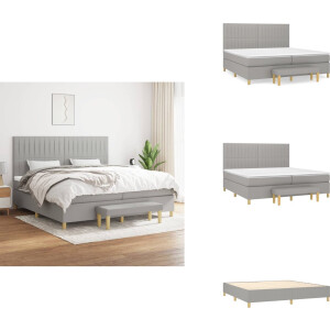 vidaXL Boxspring - Boxsprings - Pocketveringbed - Bed - Boxspring met matras stof lichtgrijs 200x200 cm