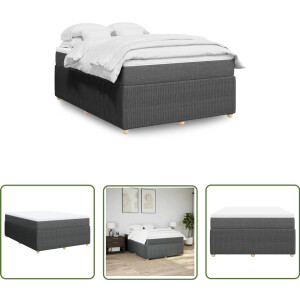 vidaXL Boxspring Bed - Boxspring - Boxspring met matras stof donkergrijs 140x190 cm - Matras - Pocketveringmatras - Dark Grey