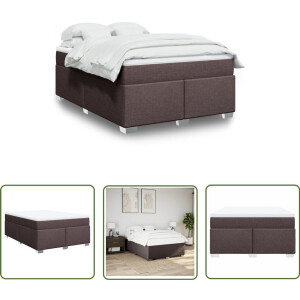 vidaXL Matras - Boxspring - Boxspring met matras stof donkerbruin 140x200 cm - Bed Frame - Slaapcomfort - Pocketvering