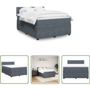 vidaXL Klikmechanisme - Dynamische Sleutel - Boxspring met matras fluweel donkergrijs 140x200 cm - Draaibare Kop - Gereedschapset - Inch-newton