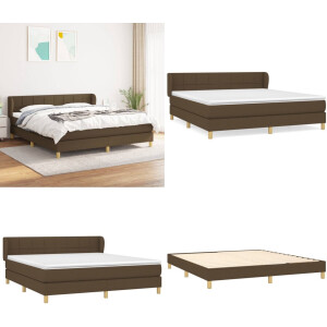 vidaXL Boxspring met matras stof donkerbruin 180x200 cm - Boxspring - Boxsprings - Bed - Slaapmeubel